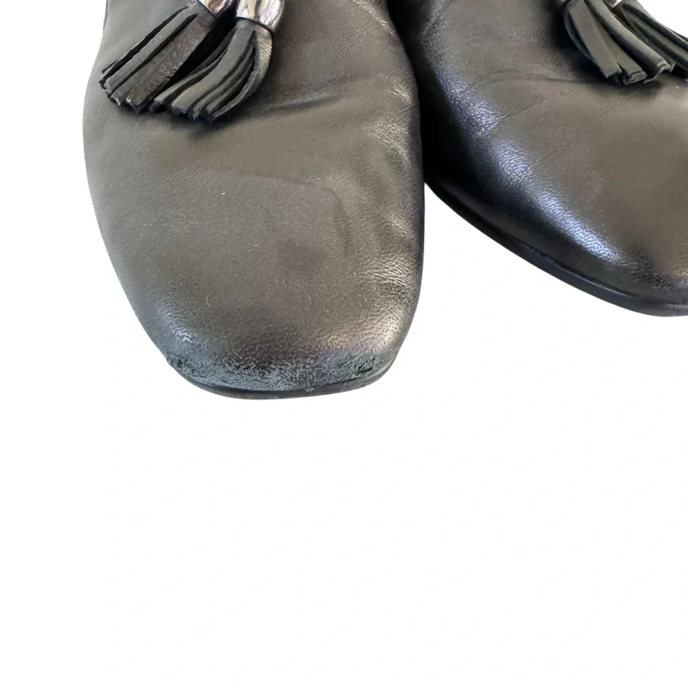 Aquatalia Black Leather Tassel Loafers Flats Women’s Size 8 Made in Italy - Picture 7 of 9